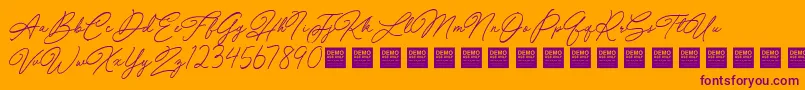 Шрифт Special Touch   Demo – фиолетовые шрифты на оранжевом фоне