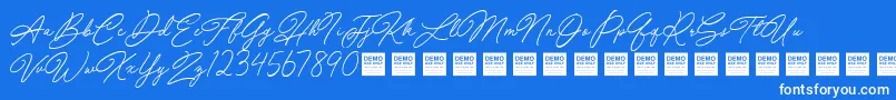 Special Touch   Demo-Schriftart – Weiße Schriften auf blauem Hintergrund