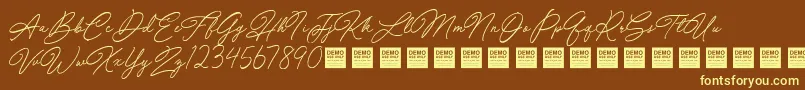 Шрифт Special Touch   Demo – жёлтые шрифты на коричневом фоне
