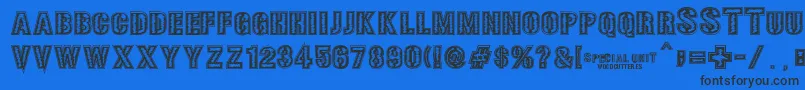 SPECIAL UNIT-Schriftart – Schwarze Schriften auf blauem Hintergrund