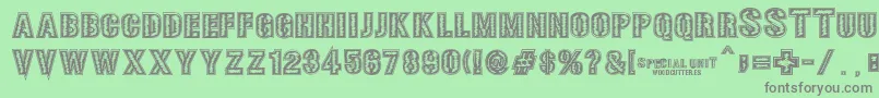 SPECIAL UNIT-Schriftart – Graue Schriften auf grünem Hintergrund