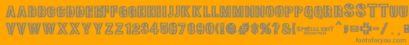SPECIAL UNIT-fontti – harmaat kirjasimet oranssilla taustalla