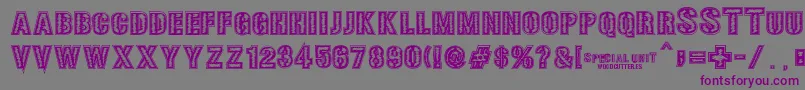 SPECIAL UNIT-Schriftart – Violette Schriften auf grauem Hintergrund