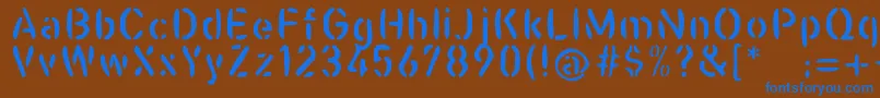 Casualstencil-Schriftart – Blaue Schriften auf braunem Hintergrund