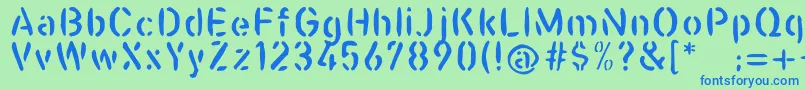 Casualstencil Font – Blue Fonts on Green Background