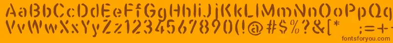 Casualstencil Font – Brown Fonts on Orange Background