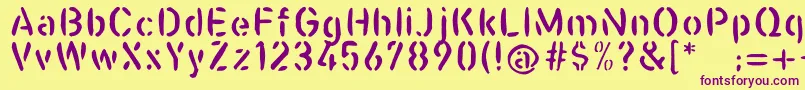 Casualstencil Font – Purple Fonts on Yellow Background