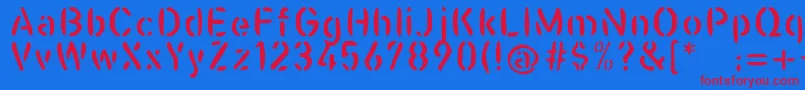 Casualstencil Font – Red Fonts on Blue Background