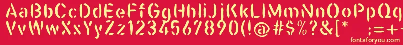 Fonte Casualstencil – fontes amarelas em um fundo vermelho