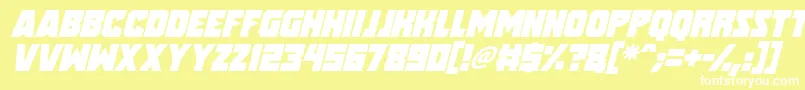 Шрифт Speed Freaks Italic – белые шрифты на жёлтом фоне