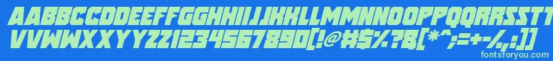 フォントSpeed Freaks Italic – 青い背景に緑のフォント