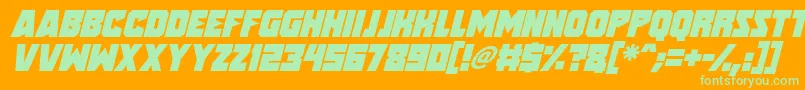 Speed Freaks Italic-fontti – vihreät fontit oranssilla taustalla
