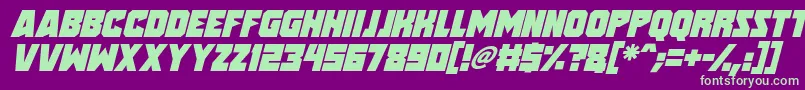 Speed Freaks Italic-Schriftart – Grüne Schriften auf violettem Hintergrund