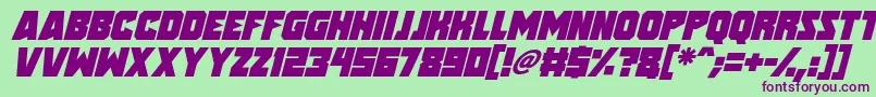 Speed Freaks Italic-Schriftart – Violette Schriften auf grünem Hintergrund