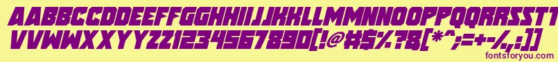 Speed Freaks Italic-Schriftart – Violette Schriften auf gelbem Hintergrund
