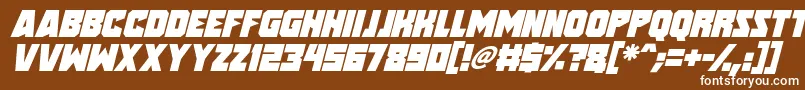 Speed Freaks Italic-Schriftart – Weiße Schriften auf braunem Hintergrund