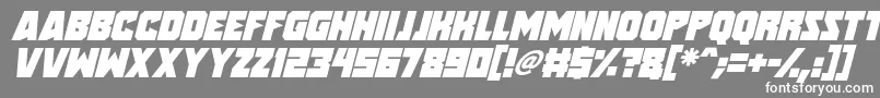 Speed Freaks Italic-fontti – valkoiset fontit harmaalla taustalla