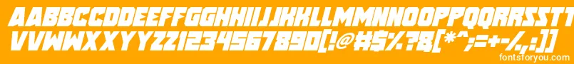 Speed Freaks Italic-fontti – valkoiset fontit oranssilla taustalla