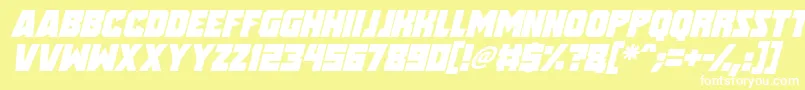 Fonte Speed Freaks Italic – fontes brancas em um fundo amarelo
