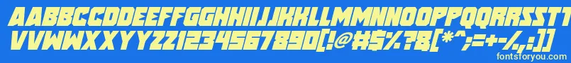 Speed Freaks Italic-Schriftart – Gelbe Schriften auf blauem Hintergrund
