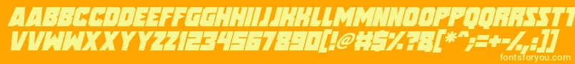 Speed Freaks Italic-fontti – keltaiset fontit oranssilla taustalla