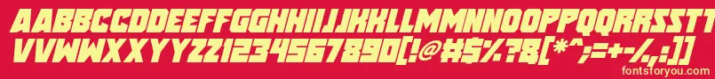 Speed Freaks Italic-fontti – keltaiset fontit punaisella taustalla