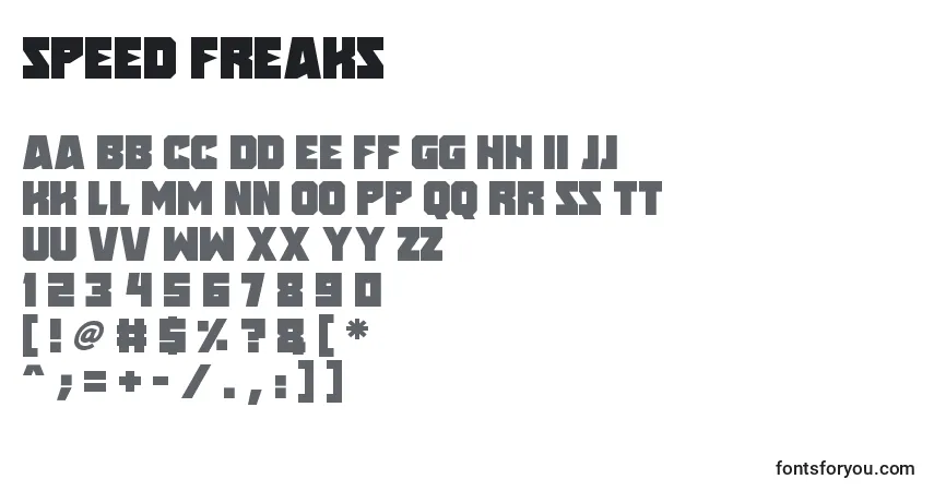 Czcionka Speed Freaks – alfabet, cyfry, specjalne znaki