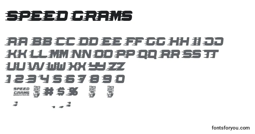 Speed Grams Font – alphabet, numbers, special characters