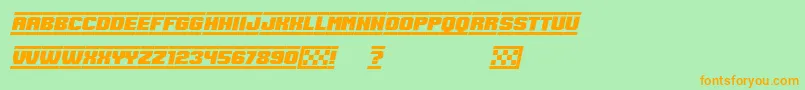 SpeedRacing Italic-Schriftart – Orangefarbene Schriften auf grünem Hintergrund