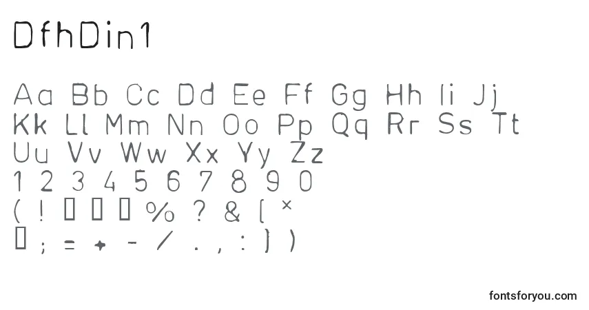 Schriftart DfhDin1 – Alphabet, Zahlen, spezielle Symbole
