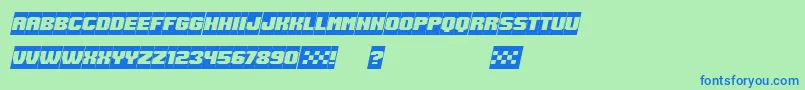 SpeedRacing NegativeItalic Font – Blue Fonts on Green Background