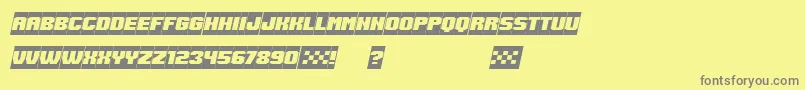 Lisätietoja SpeedRacing NegativeItalic-fontista SpeedRacing NegativeItalic-fontti – harmaat kirjasimet keltaisella taustalla