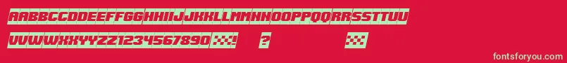 SpeedRacing NegativeItalic Font – Green Fonts on Red Background