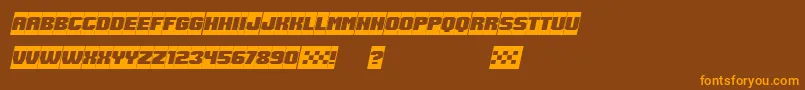 SpeedRacing NegativeItalic-Schriftart – Orangefarbene Schriften auf braunem Hintergrund