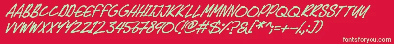 Speedy Marker Italic Font – Green Fonts on Red Background
