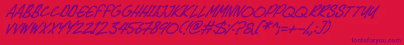 フォントSpeedy Marker Italic – 赤い背景に紫のフォント