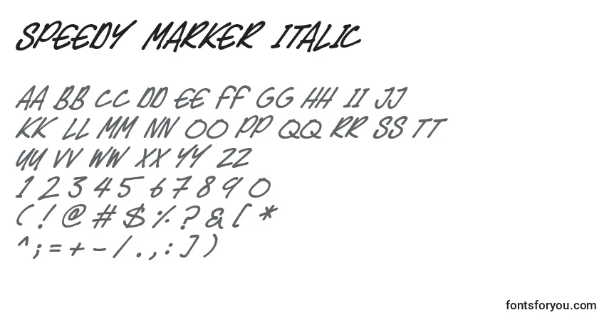 Шрифт Speedy Marker Italic (141614) – алфавит, цифры, специальные символы
