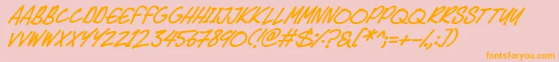 Speedy Marker Italic-Schriftart – Orangefarbene Schriften auf rosa Hintergrund