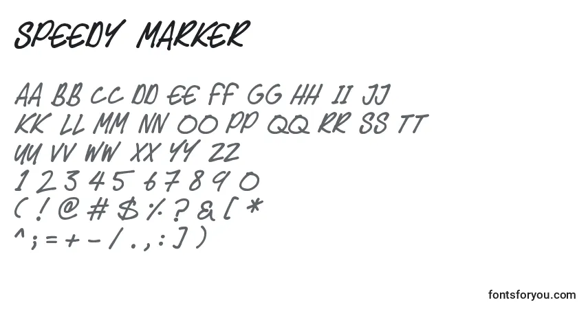 A fonte Speedy Marker (141616) – alfabeto, números, caracteres especiais