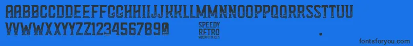 Speedy Retro-Schriftart – Schwarze Schriften auf blauem Hintergrund