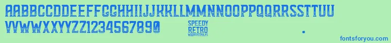 Speedy Retro Font – Blue Fonts on Green Background