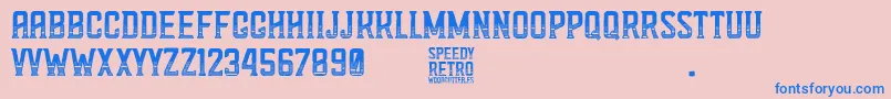 Speedy Retro Font – Blue Fonts on Pink Background