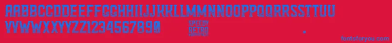 Speedy Retro Font – Blue Fonts on Red Background