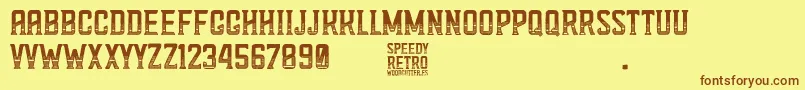 Speedy Retro Font – Brown Fonts on Yellow Background