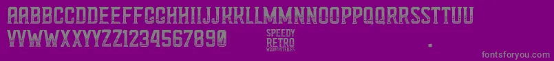 Speedy Retro-Schriftart – Graue Schriften auf violettem Hintergrund