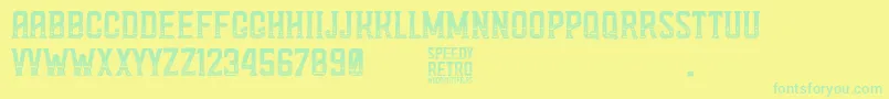 Speedy Retro Font – Green Fonts on Yellow Background