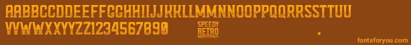 Speedy Retro Font – Orange Fonts on Brown Background