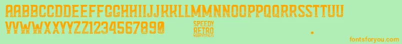 Speedy Retro Font – Orange Fonts on Green Background