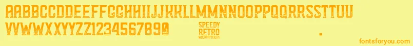 Speedy Retro Font – Orange Fonts on Yellow Background