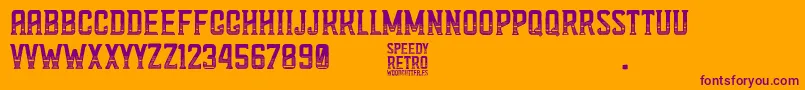 Speedy Retro Font – Purple Fonts on Orange Background